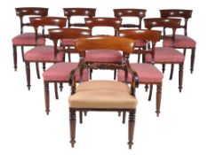 A set of ten William IV mahogany dining chairs, circa 1835   A set of ten William IV mahogany dining