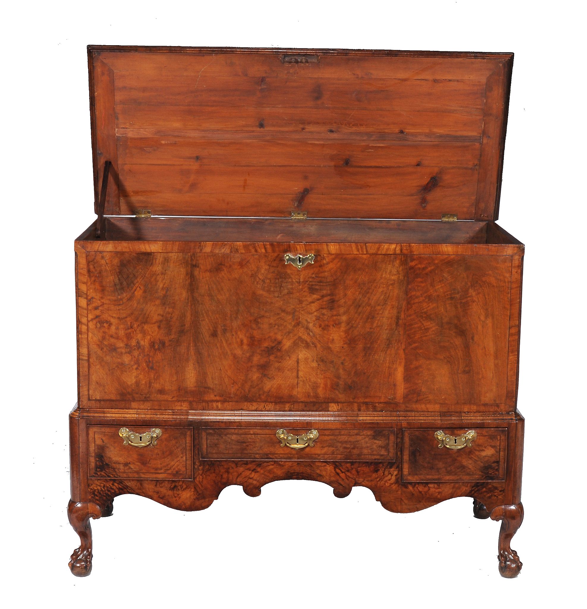 A burr walnut chest on stand , circa 1735 and later   A burr walnut chest on stand  , circa 1735 and - Image 3 of 4
