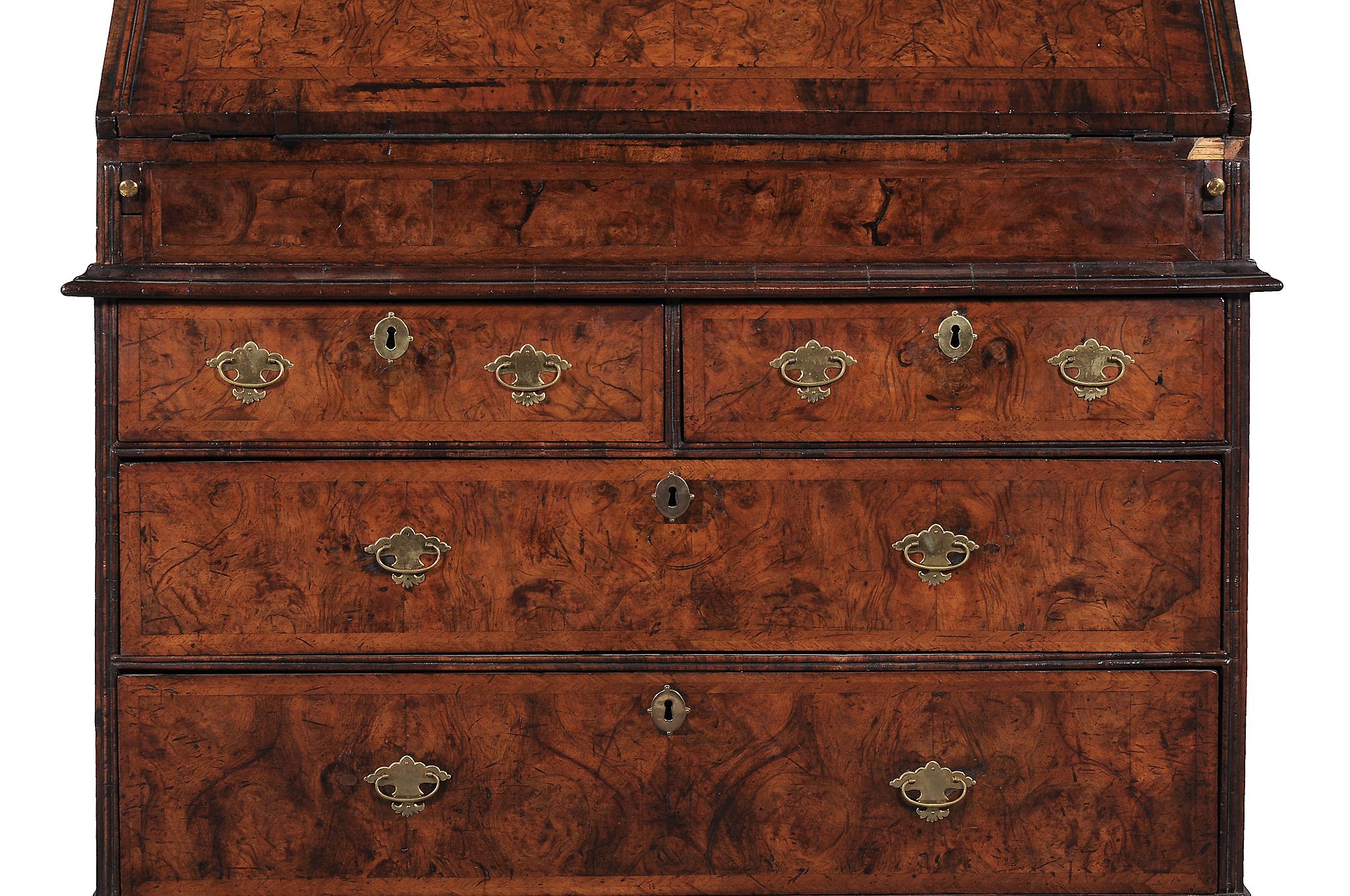 A Queen Anne walnut bureau bookcase , circa 1710   A Queen Anne walnut bureau bookcase  , circa - Image 3 of 4