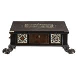 A Florentine walnut, hardstone inset and ebony and ivory inlaid casket   A Florentine walnut,