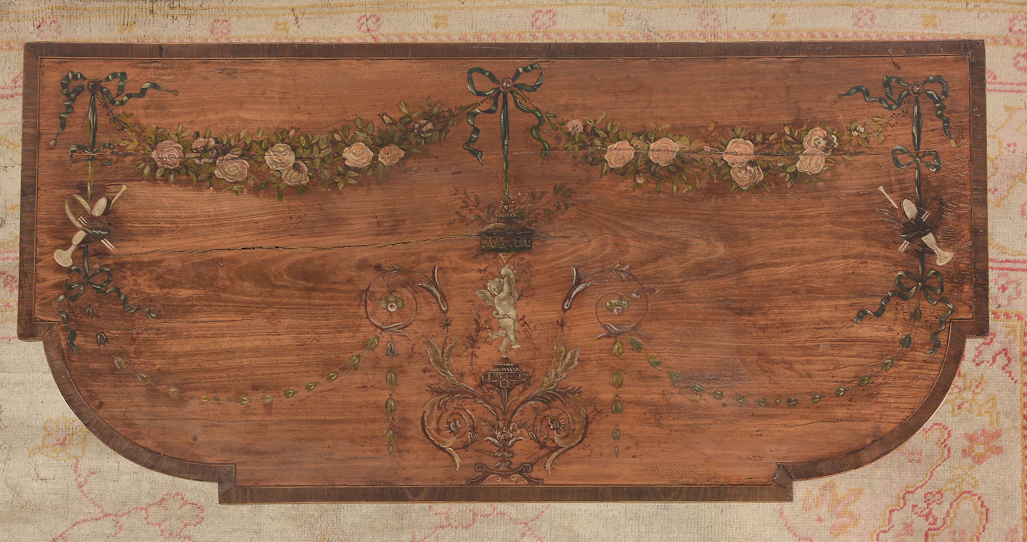 A pair of George III satinwood and painted folding card tables, circa 1790   A pair of George III - Image 3 of 10