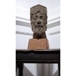 A Continental, probably French sculpted limestone head of a king   A Continental, probably French