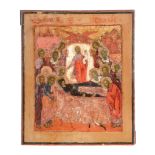 A Russian polychrome painted icon, the Dormition of the Virgin, 18th century   A Russian