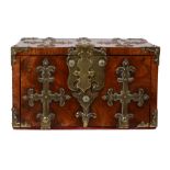 A William and Mary oyster walnut, rosewood and brass mounted Coffre Fort or...   A William and