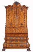 A Dutch walnut and marquetry bureau bookcase, circa 1800   A Dutch walnut and marquetry bureau