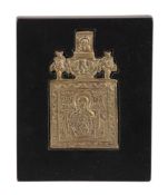 A Russian relief cast brass icon, the Mother of God of the Sign, circa 1800   A Russian relief