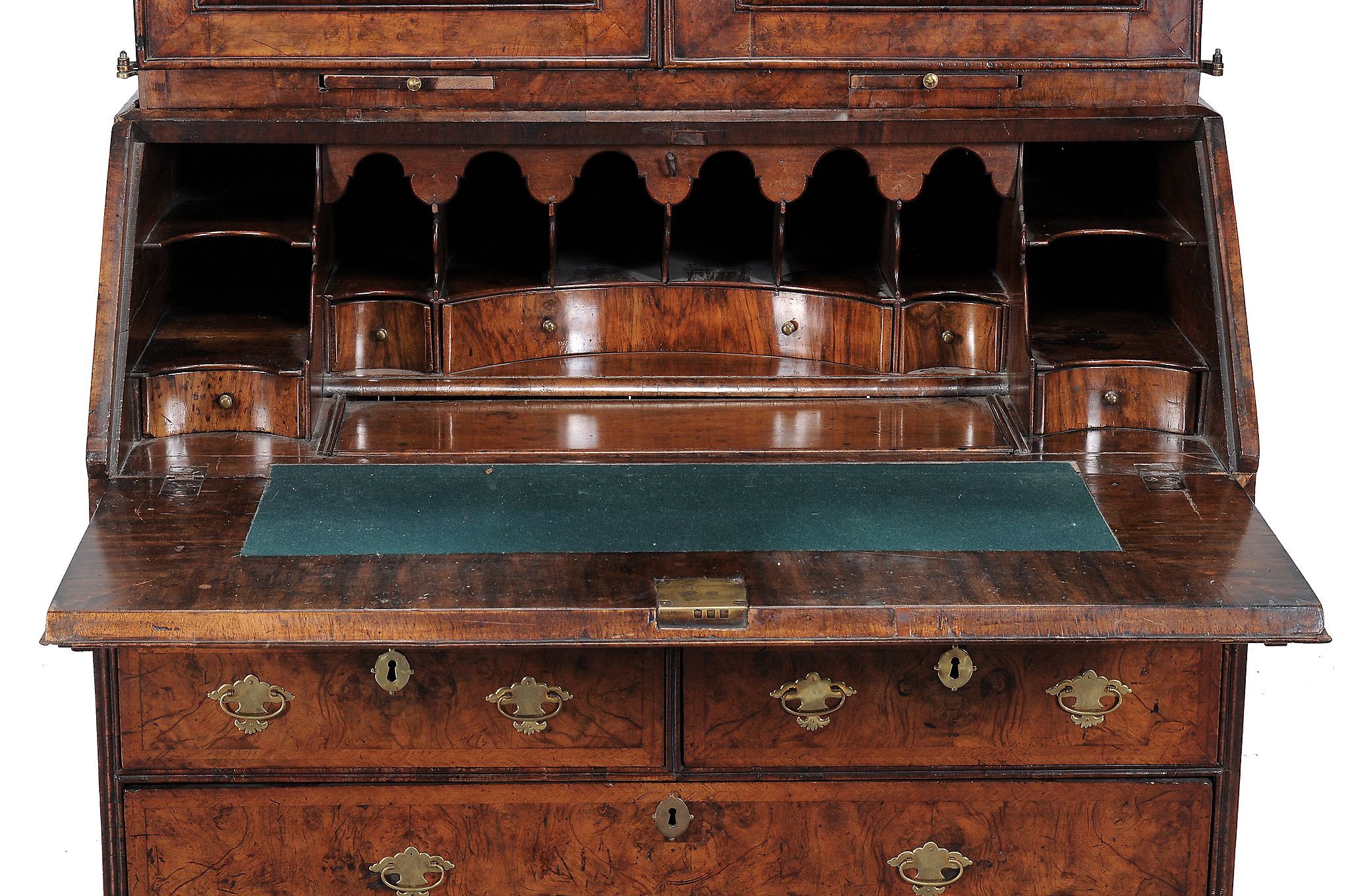 A Queen Anne walnut bureau bookcase , circa 1710   A Queen Anne walnut bureau bookcase  , circa - Image 2 of 4