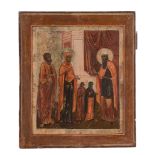A provincial northern Russian polychrome painted icon   A provincial northern Russian polychrome