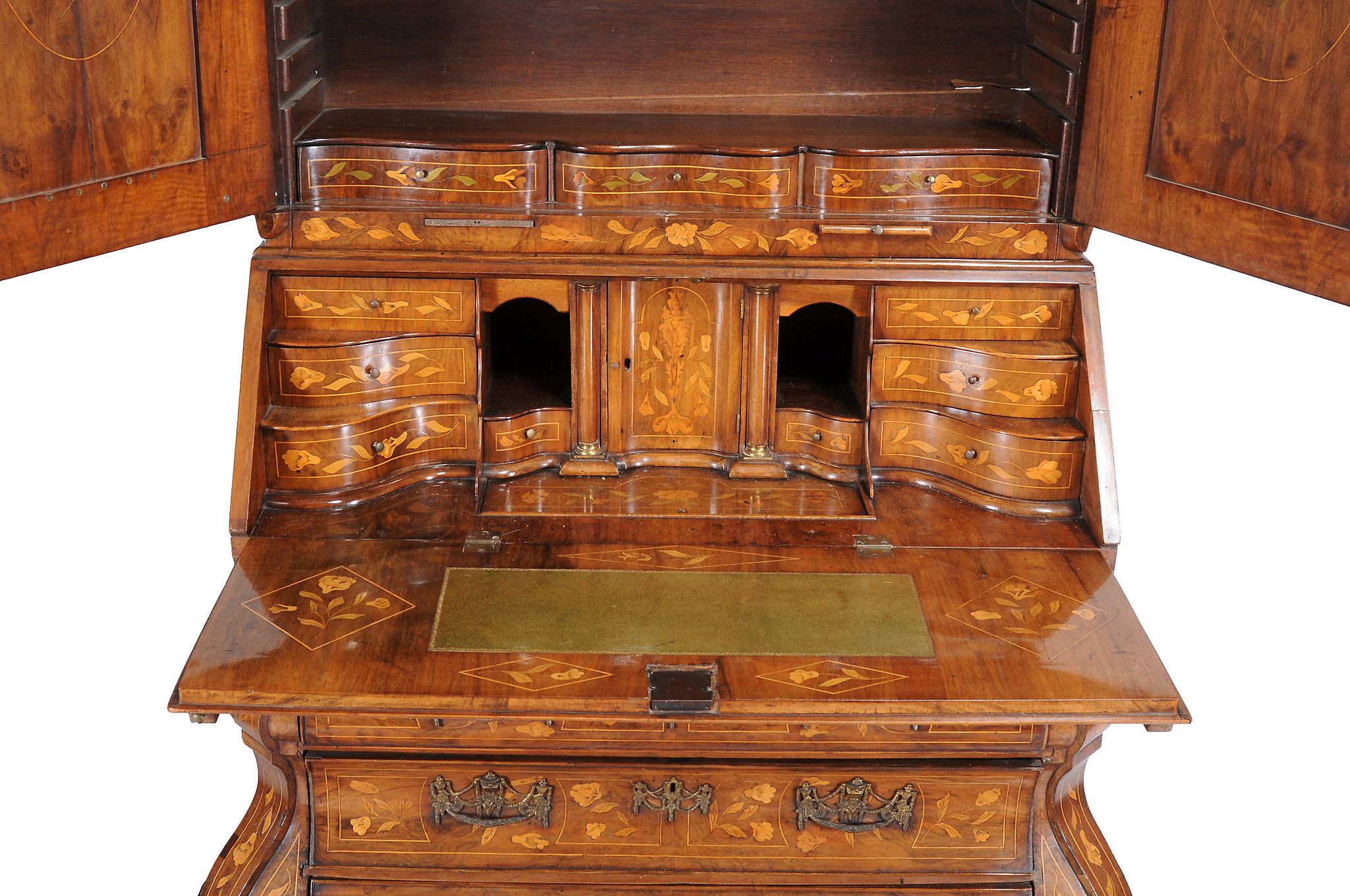 A Dutch walnut and marquetry bureau bookcase, circa 1800   A Dutch walnut and marquetry bureau - Image 3 of 14