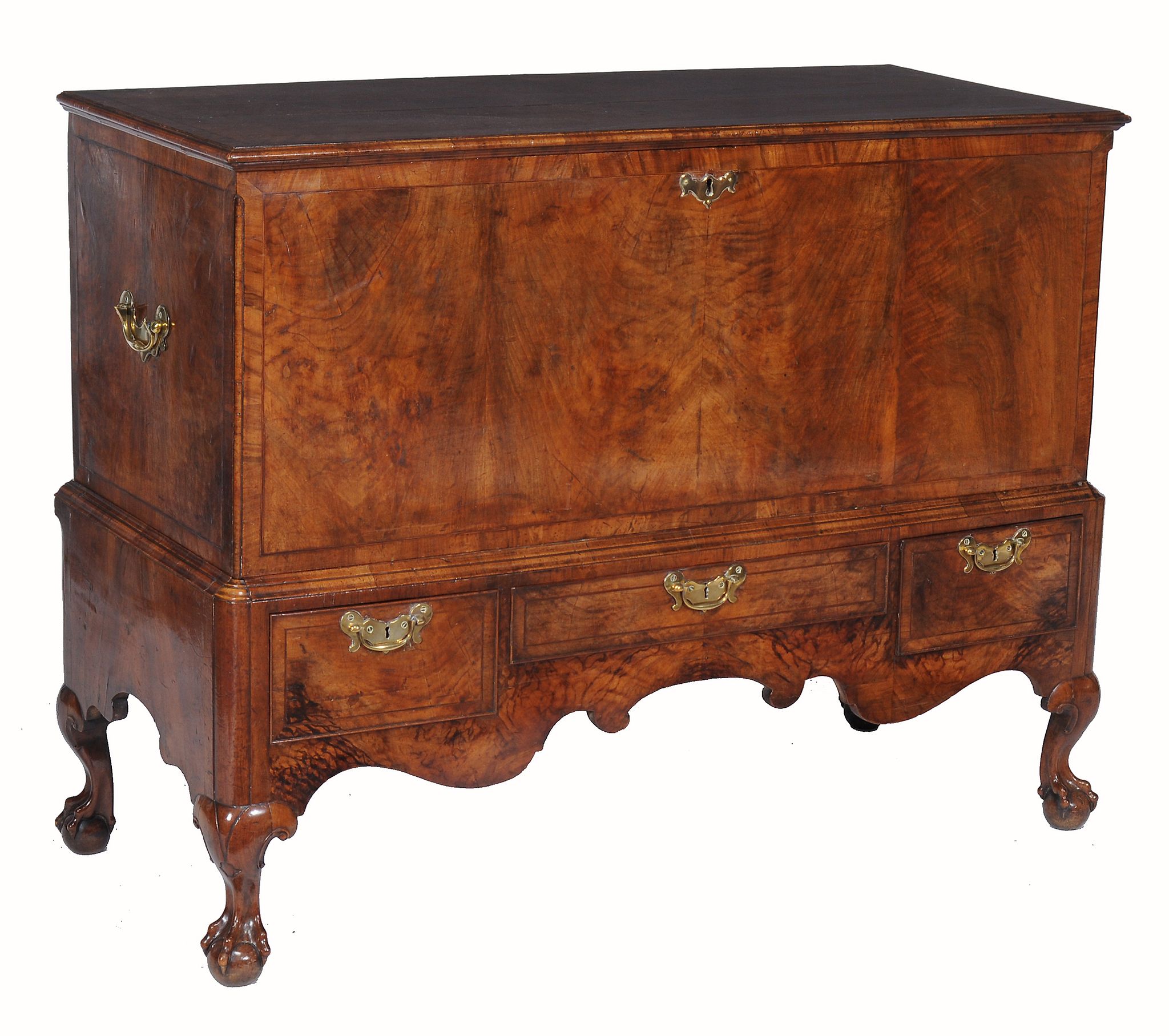 A burr walnut chest on stand , circa 1735 and later   A burr walnut chest on stand  , circa 1735 and - Image 2 of 4