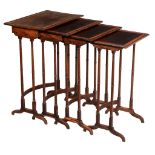 A set of Regency rosewood and satinwood banded quartetto tables , circa 1815   A set of Regency