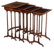A set of Regency rosewood and satinwood banded quartetto tables , circa 1815   A set of Regency