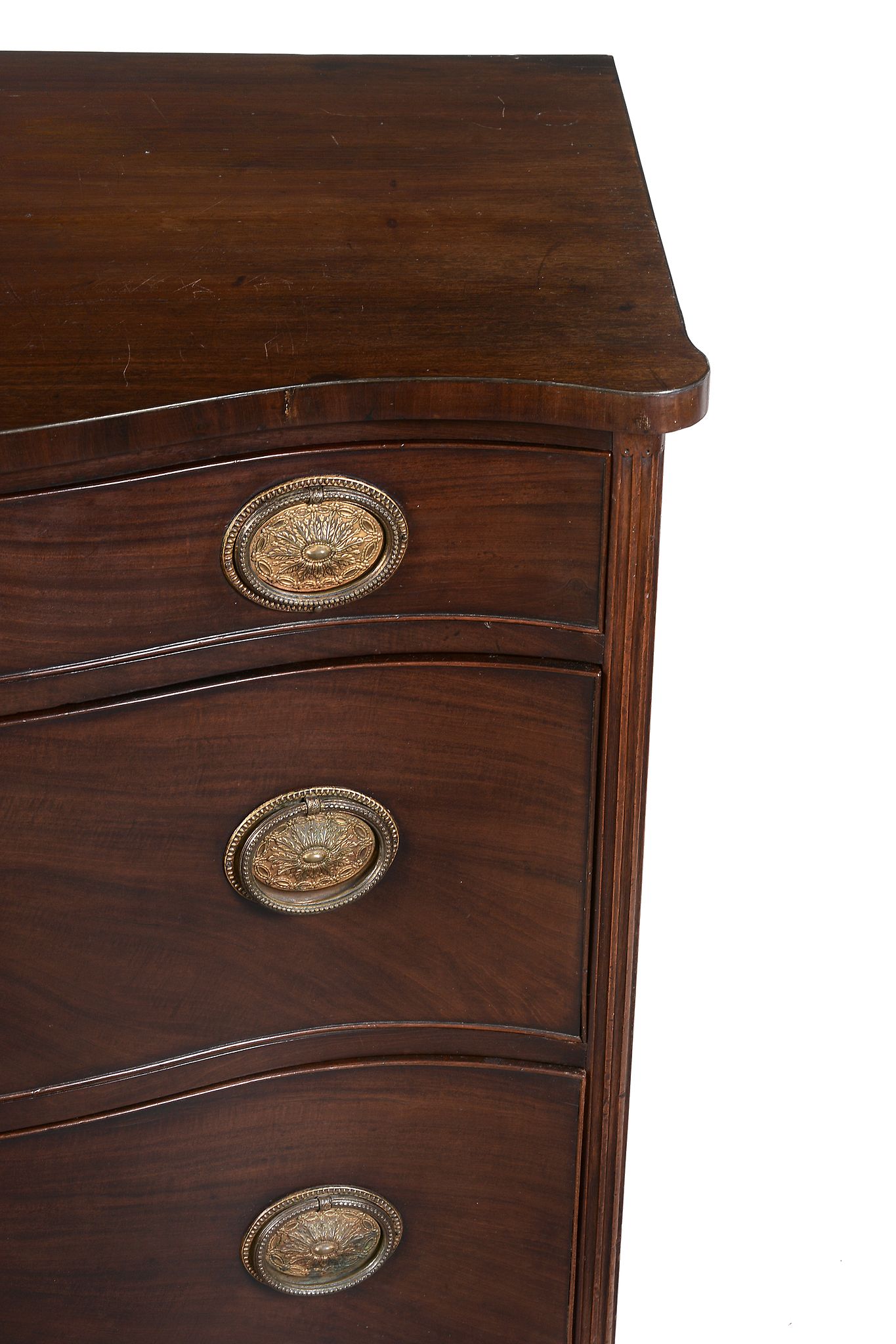 A George III mahogany chest of drawers, circa 1800, probably Channel Islands   A George III mahogany - Image 3 of 3