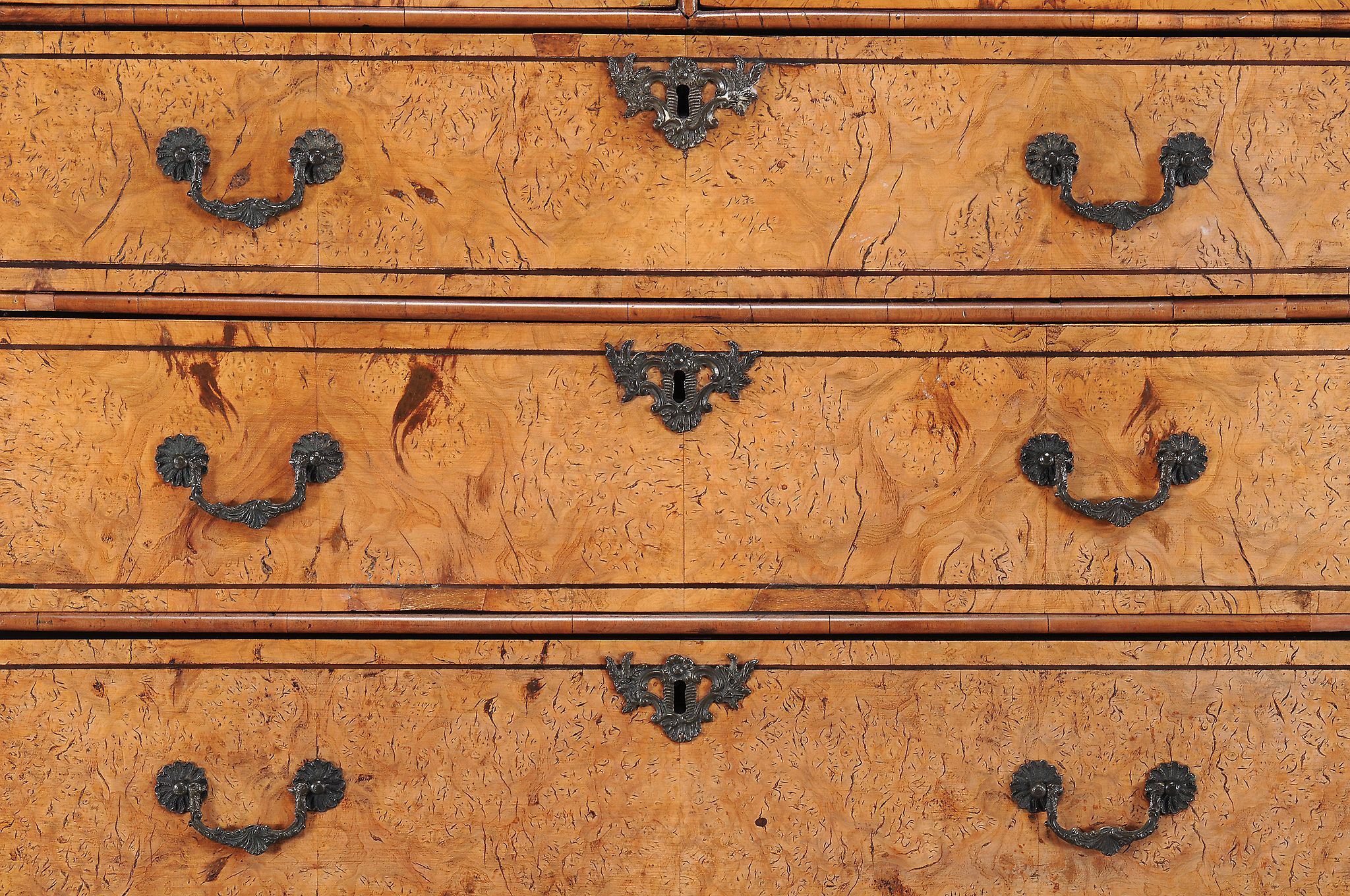 A George II burr elm chest on chest, circa 1735   A George II burr elm chest on chest,   circa 1735, - Image 2 of 3