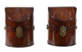 A pair of George II mahogany and brass mounted knife boxes, mid 18th century   A pair of George II