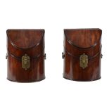 A pair of George II mahogany and brass mounted knife boxes, mid 18th century   A pair of George II