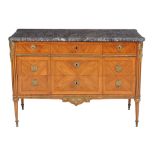 A Louis XVI kingwood, tulipwood and gilt bronze mounted commode   A Louis XVI kingwood, tulipwood