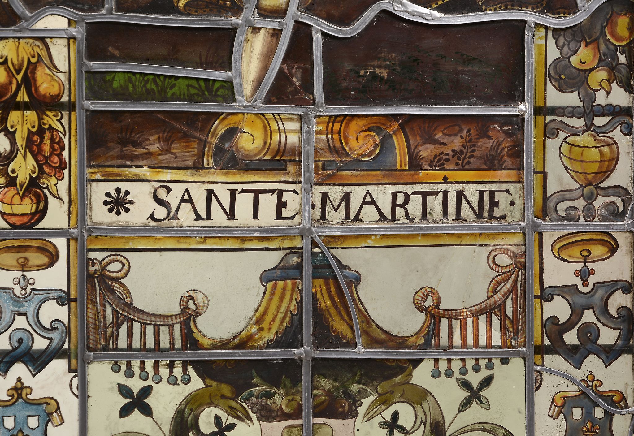 A northern French stained and leaded glass window panel depicting Saint Martin   A northern French - Image 3 of 5