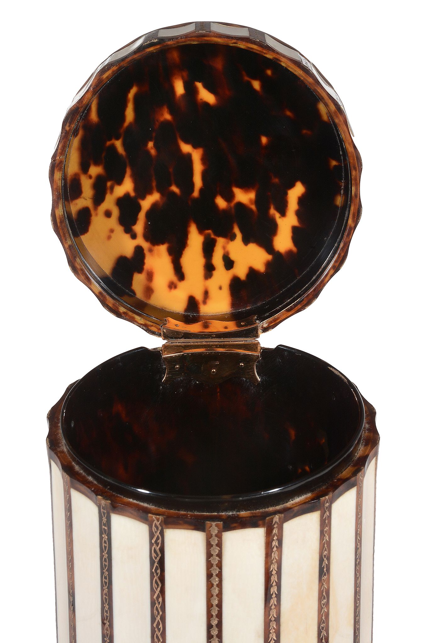 An Edwardian pique worked tortoiseshell, ivory veneered and gold mounted...   An Edwardian pique - Image 5 of 7