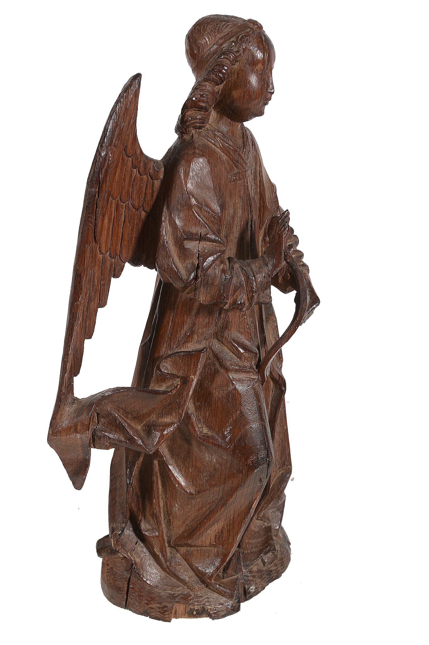 Two sculpted oak models of the Virgin and the Angel Gabriel forming the...   Two sculpted oak models - Image 4 of 7