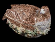 A Derby porcelain partridge tureen and cover, circa 1765   A Derby porcelain partridge tureen and