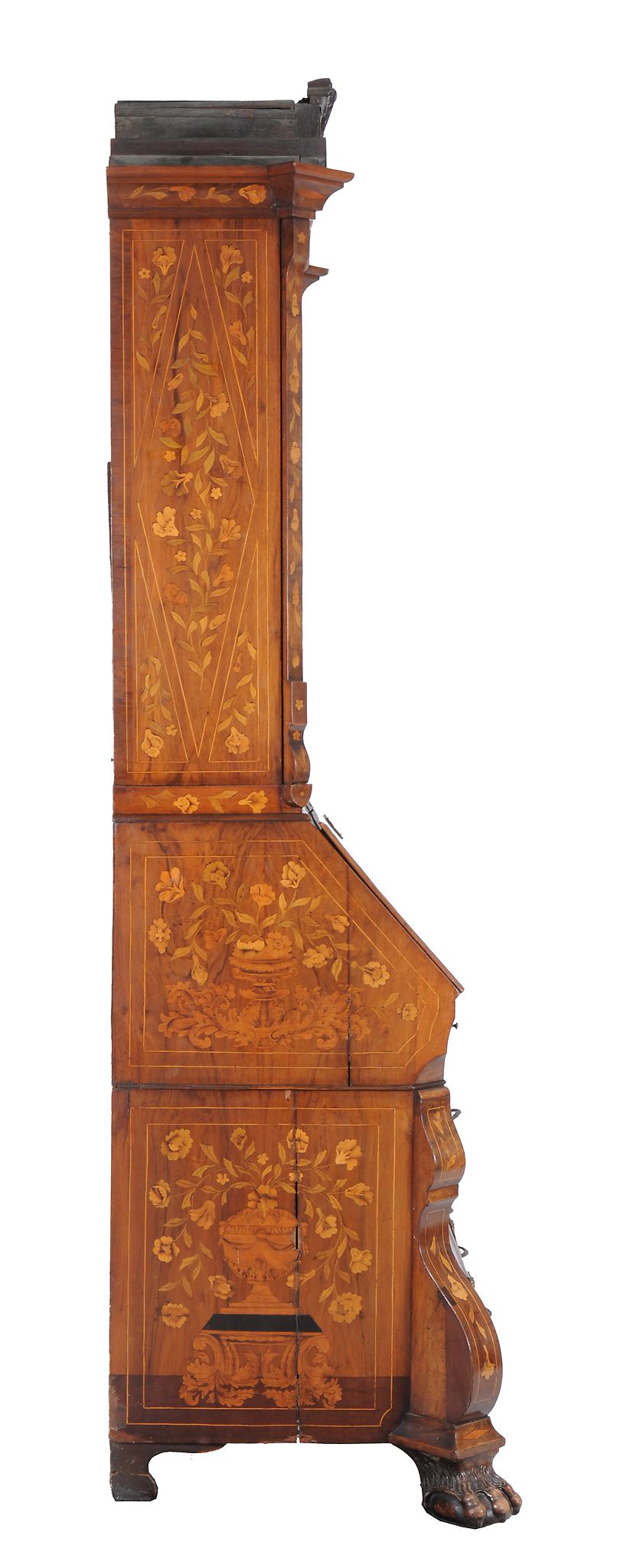 A Dutch walnut and marquetry bureau bookcase, circa 1800   A Dutch walnut and marquetry bureau - Image 14 of 14