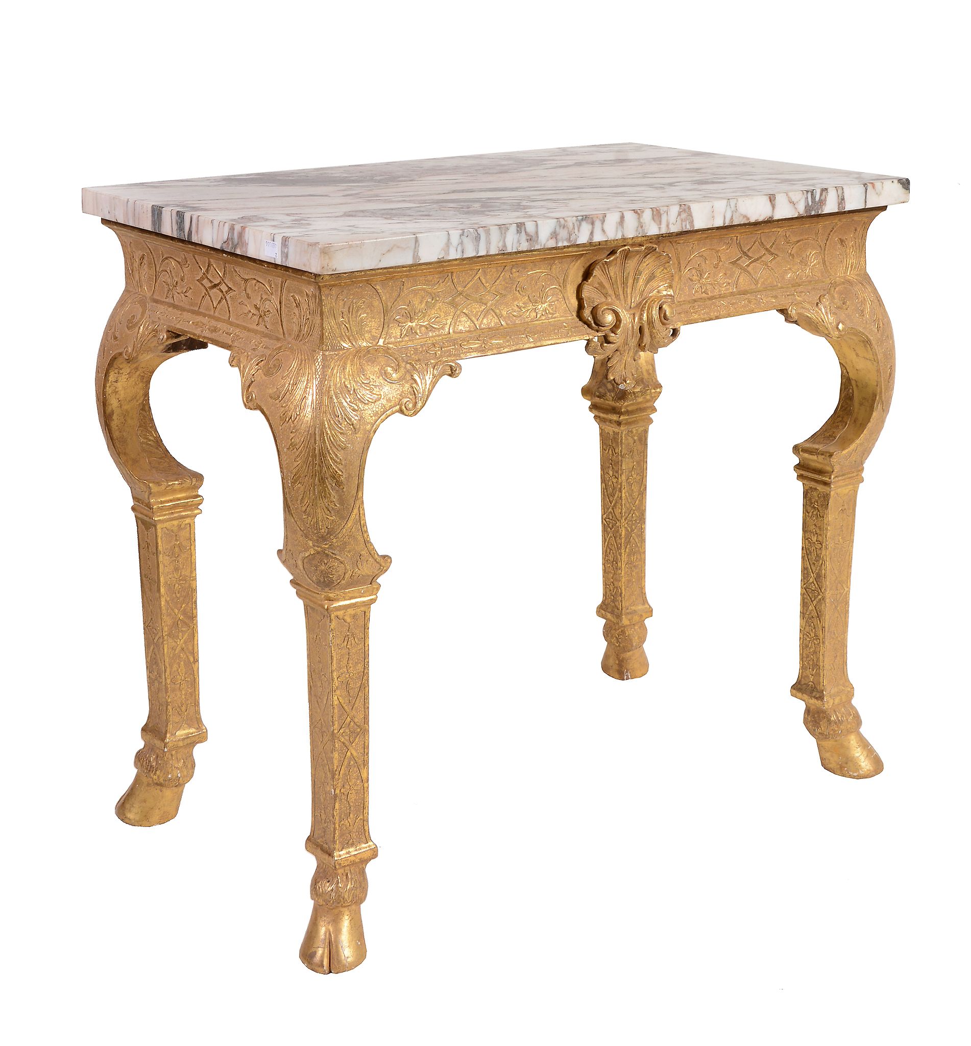 A George I giltwood side table , circa 1725, in the manner of James Moore   A George I giltwood side - Image 6 of 7