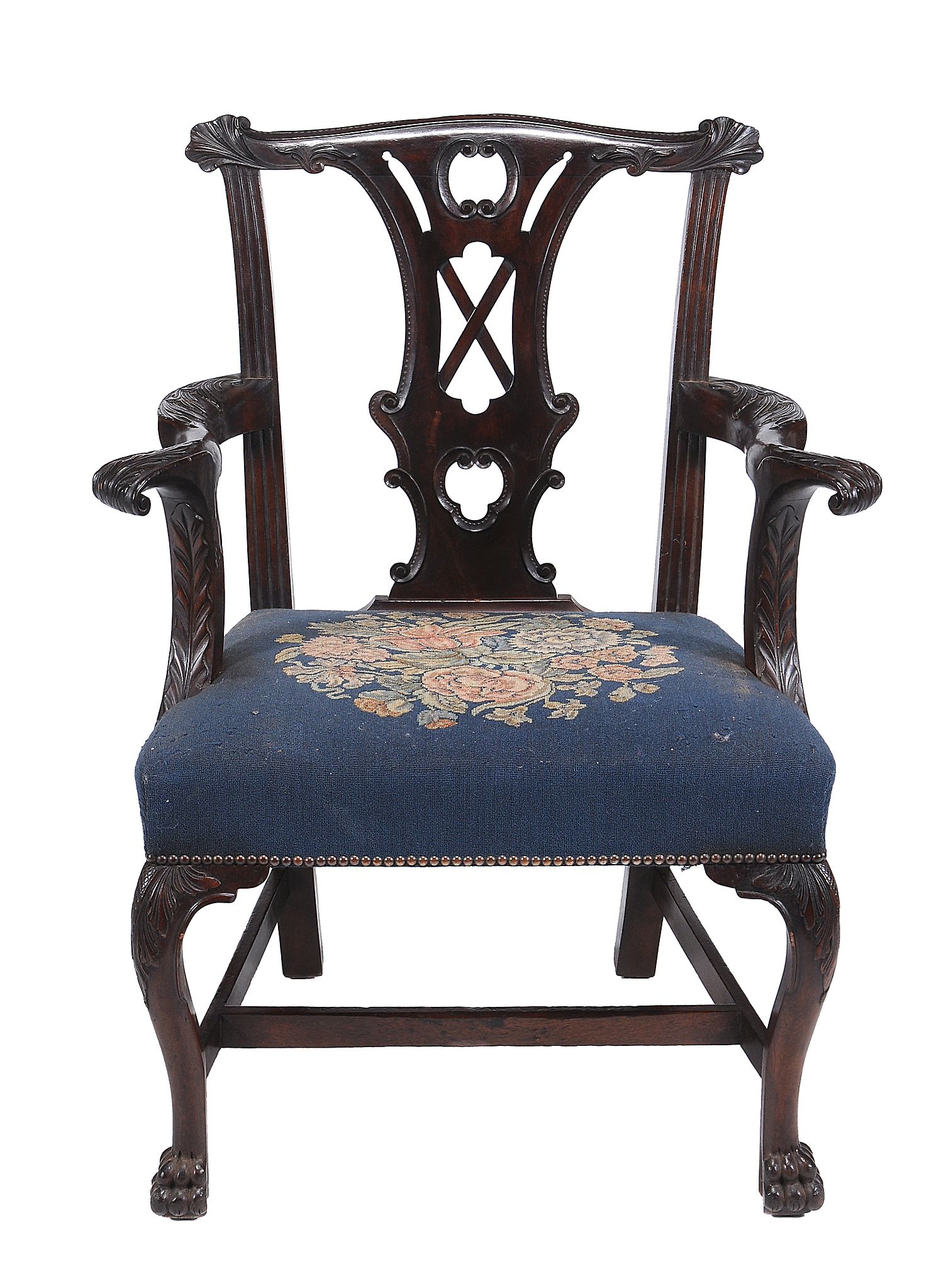A set of seven mahogany dining chairs in Irish 18th century style   A set of seven mahogany dining - Image 3 of 4