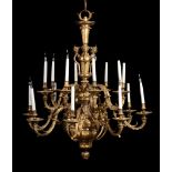 A gilt bronze sixteen light chandelier in Régence style   A gilt bronze sixteen light chandelier