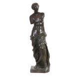 A French patinated bronze model of the Venus de Milo, late 19th century   A French patinated