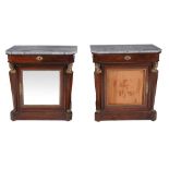 A pair of French mahogany and gilt metal mounted side cabinets   A pair of French mahogany and