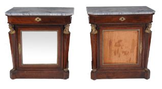 A pair of French mahogany and gilt metal mounted side cabinets   A pair of French mahogany and