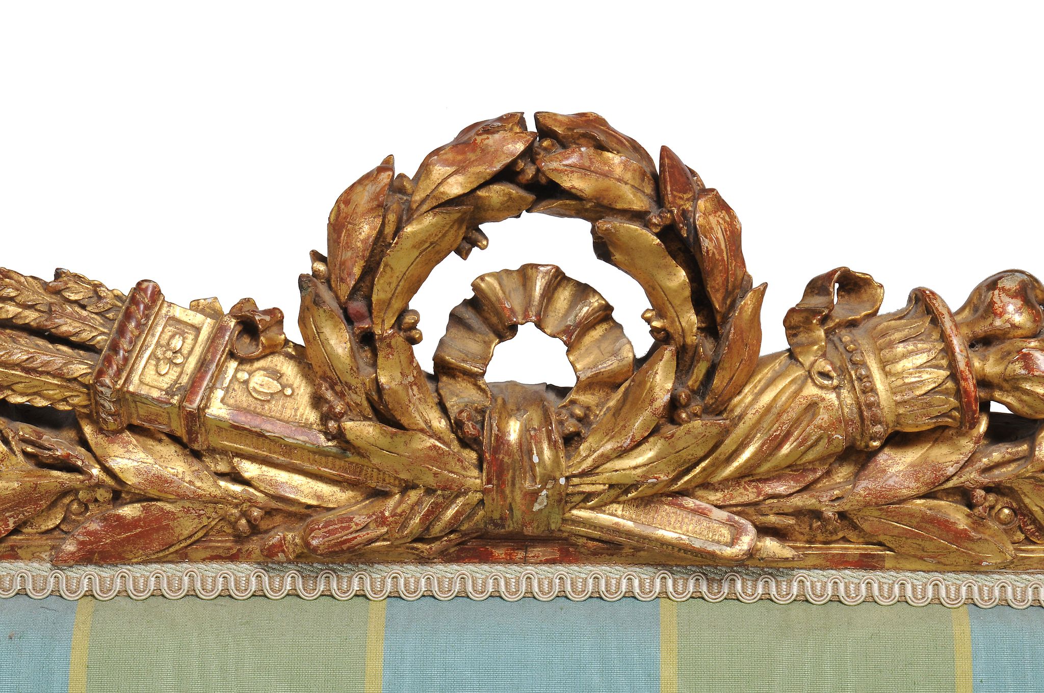 A carved giltwood framed sofa in Louis XVI style, second half 19th century   A carved giltwood - Image 3 of 5