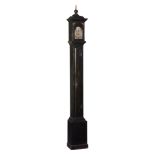 An ebonised miniature thirty-hour longcase timepiece with alarm The movement...   An ebonised