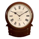 A Victorian brass inlaid mahogany drop-dial wall timepiece with ten inch...   A Victorian brass