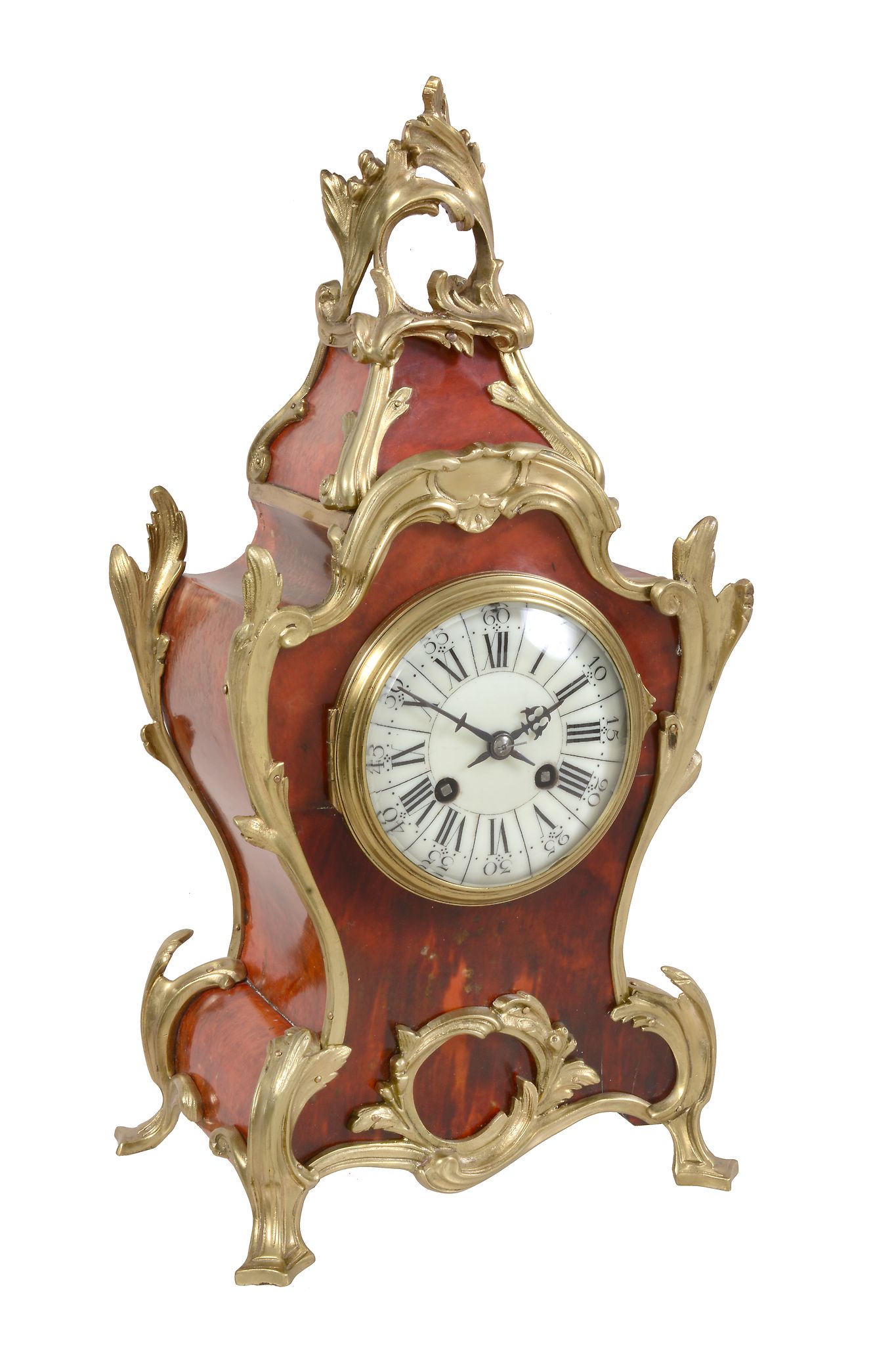 French Louis XV style gilt brass mounted tortoishell mantel clock The...   French Louis XV style