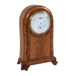 An unusual French satinwood small mantel timepiece with alarm and 'regulator   An unusual French