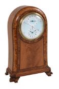 An unusual French satinwood small mantel timepiece with alarm and 'regulator   An unusual French