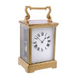 A French lacquered brass carriage clock Unsigned   A French lacquered brass carriage clock Unsigned,