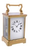 A French lacquered brass carriage clock Unsigned   A French lacquered brass carriage clock Unsigned,