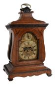 A burr birch cased table clock The movement and dial by Charles Cabrier, London   A burr birch cased