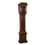 A fine inlaid oak architectural floor-standing lantern clock case Unsigned   A fine inlaid oak