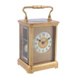 A French lacquered brass carriage clock Unsigned   A French lacquered brass carriage clock