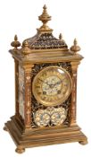 A French gilt brass and champleve enamelled mantel clock The movement by...   A French gilt brass