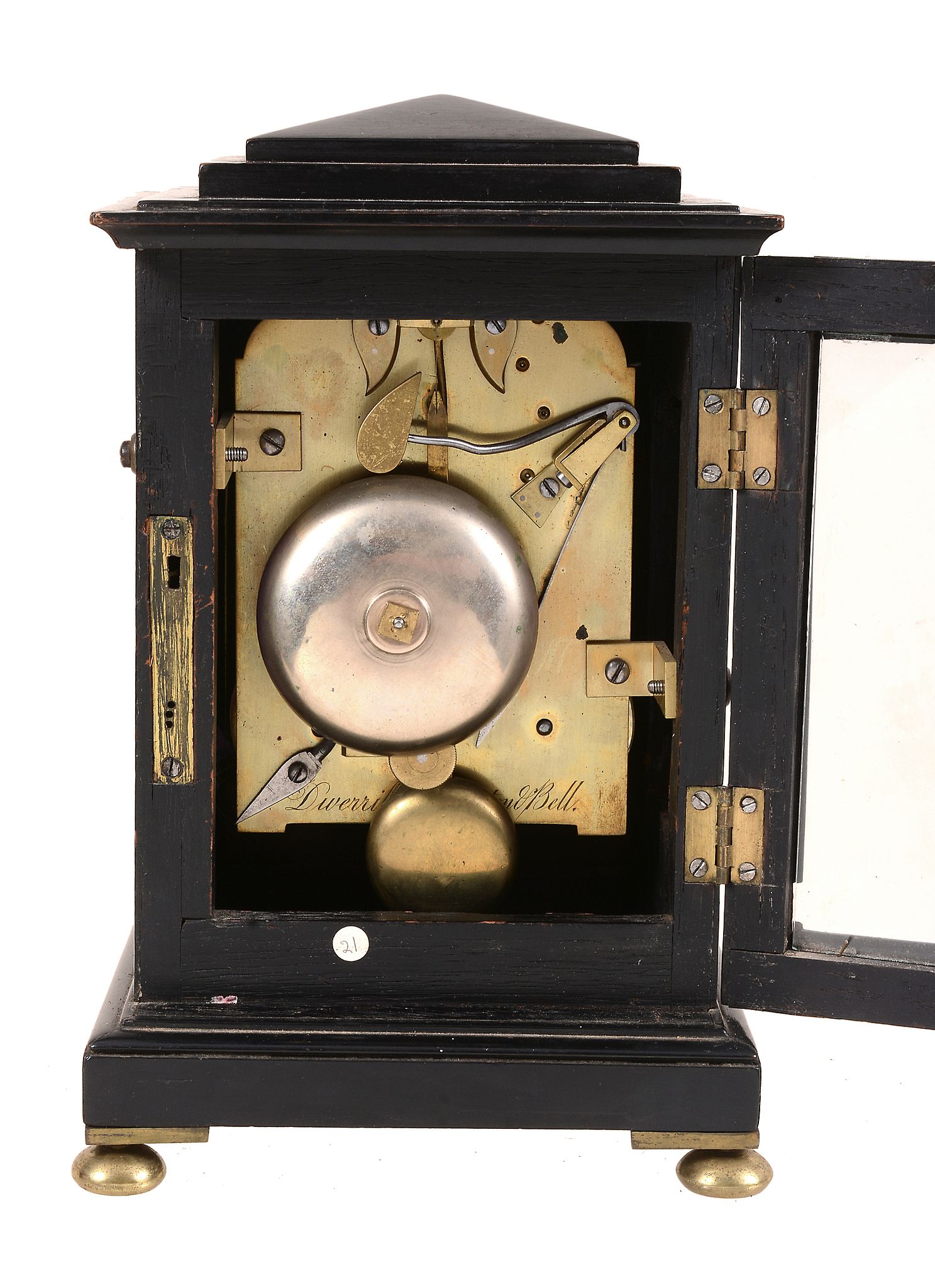 A William IV small ebonised table clock Dwerrihouse, Ogston and Bell, London   A William IV small - Image 2 of 2