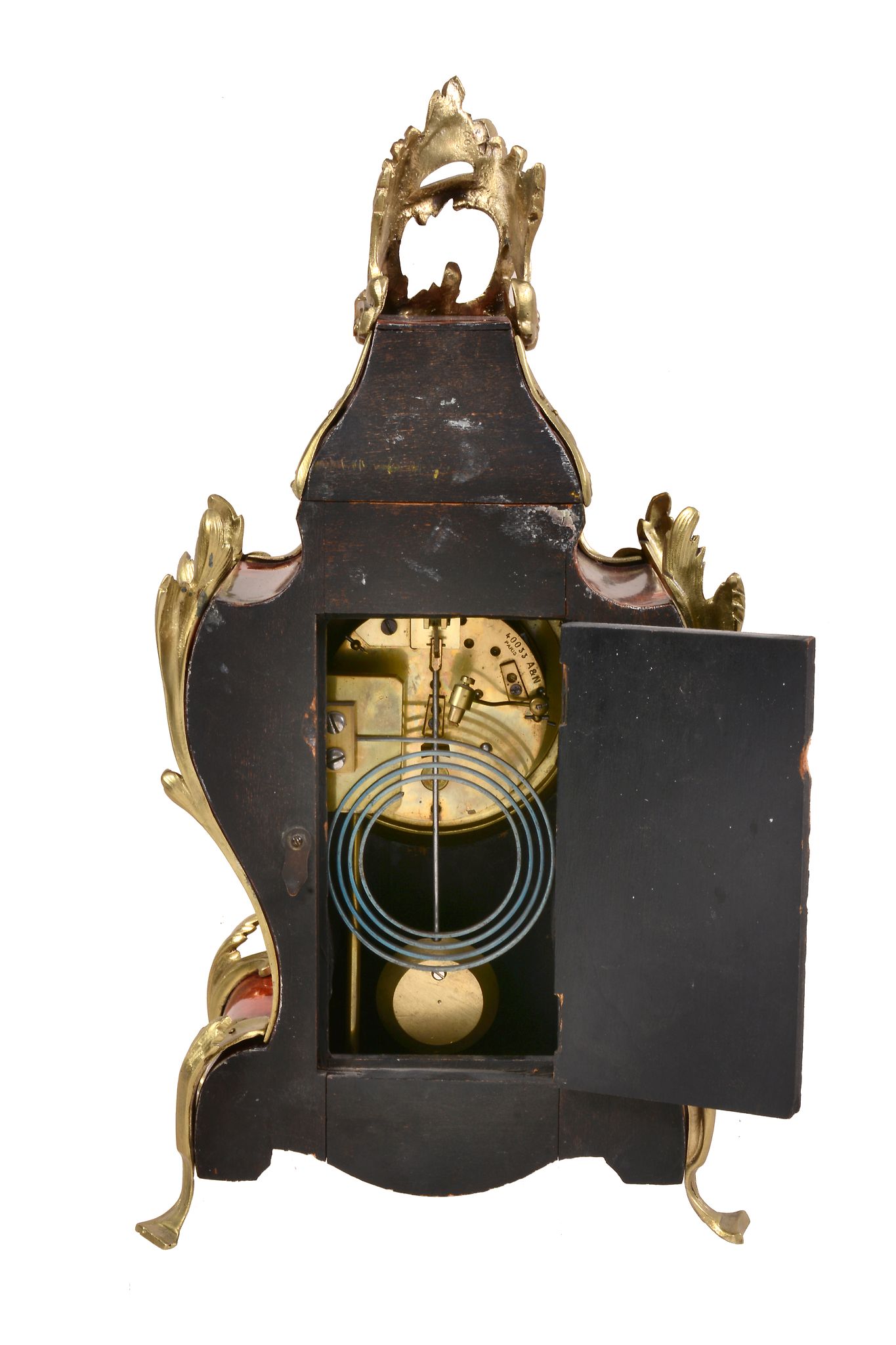 French Louis XV style gilt brass mounted tortoishell mantel clock The...   French Louis XV style - Image 2 of 2