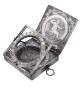 A rare Spanish pewter portable equinoctial compass sundial Unsigned   A rare Spanish pewter portable