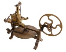 A rare brass-framed clockmakers wheel cutting engine Unsigned, probably German   A rare brass-framed