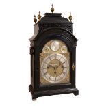 A rare George II ebonised grande-sonnerie striking table clock The dial...   A rare George II