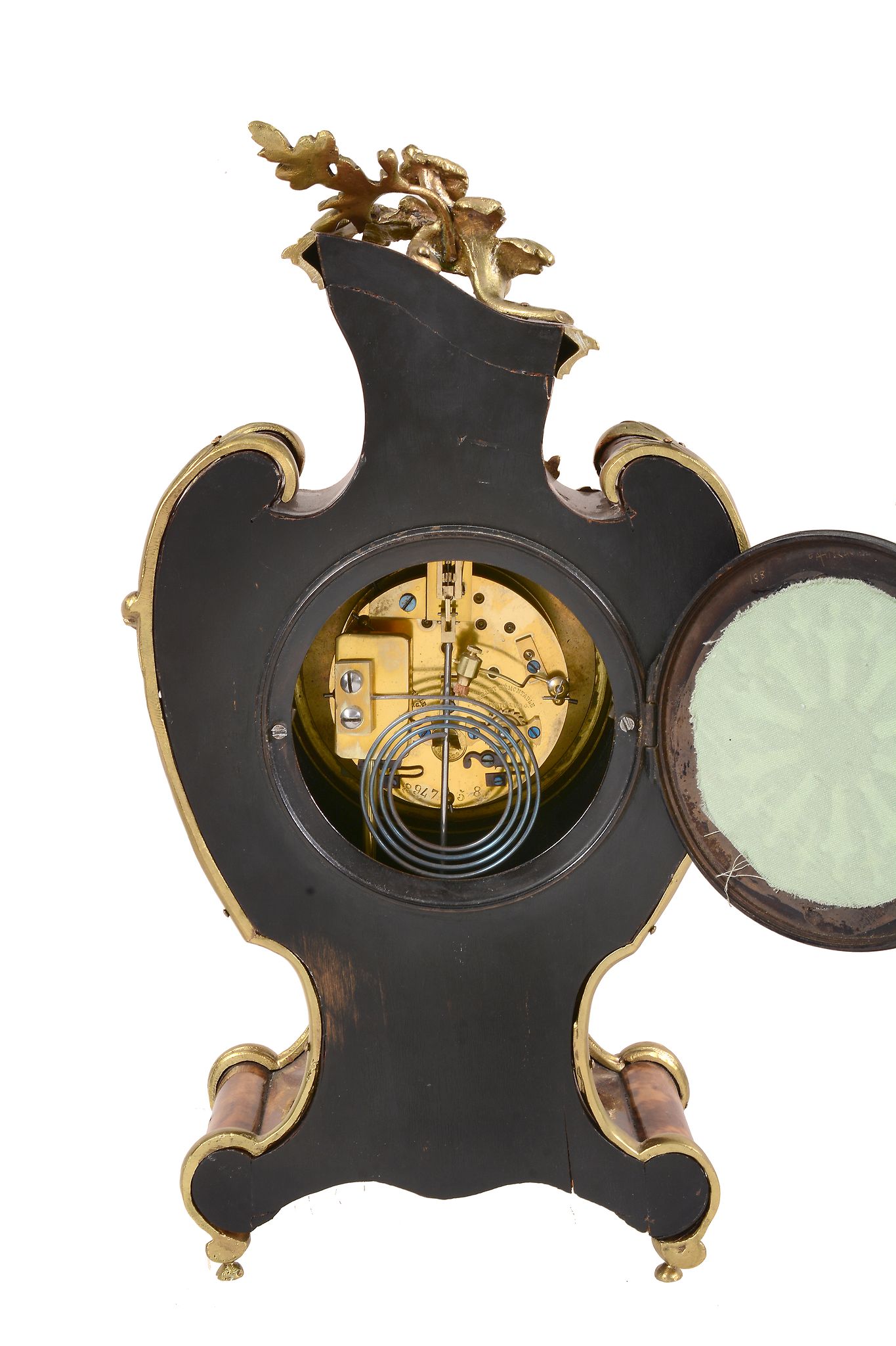 French Louis XV style gilt brass mounted tortoishell mantel clock The...   French Louis XV style - Image 2 of 2